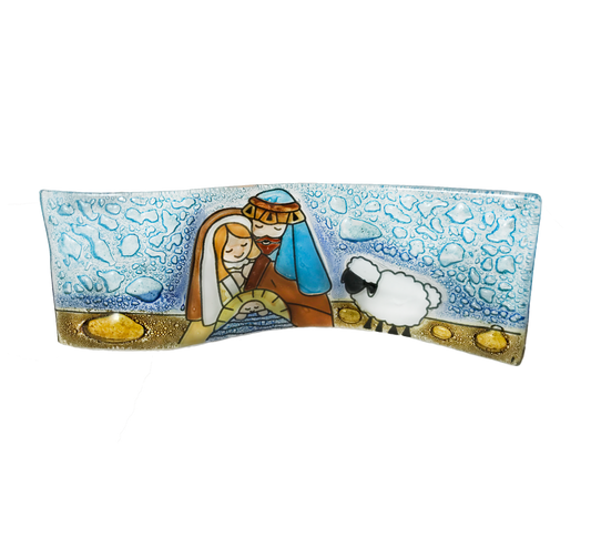 Adorno navideño de cristal pintado a mano sin fondo