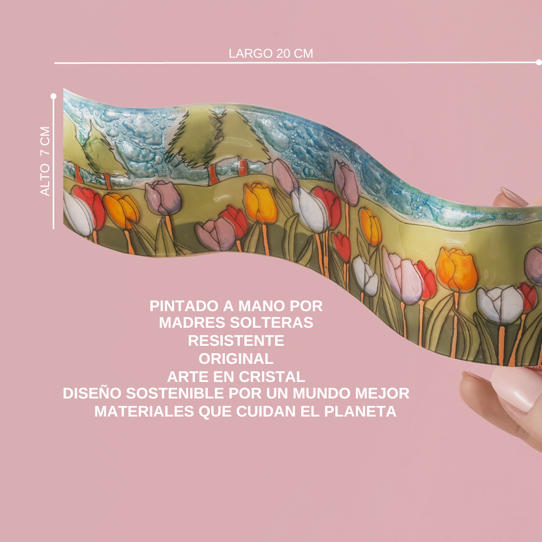 Cristal con diseño de flores pintadas a mano