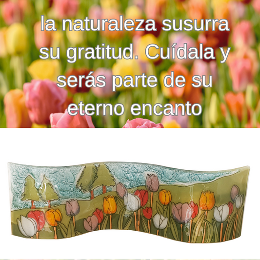 Cristal sostenible con flores pintadas a mano