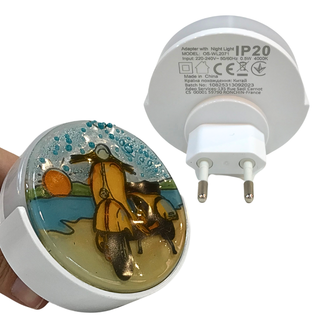 Luz LED nocturna cristal Vespino pintado a mano