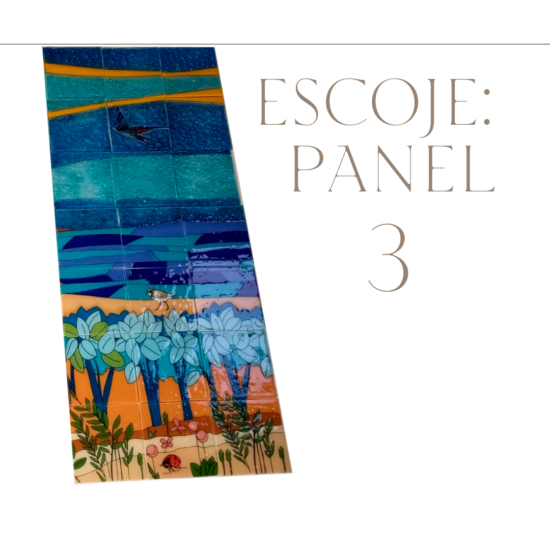 Panel cristal sostenible pintado a mano