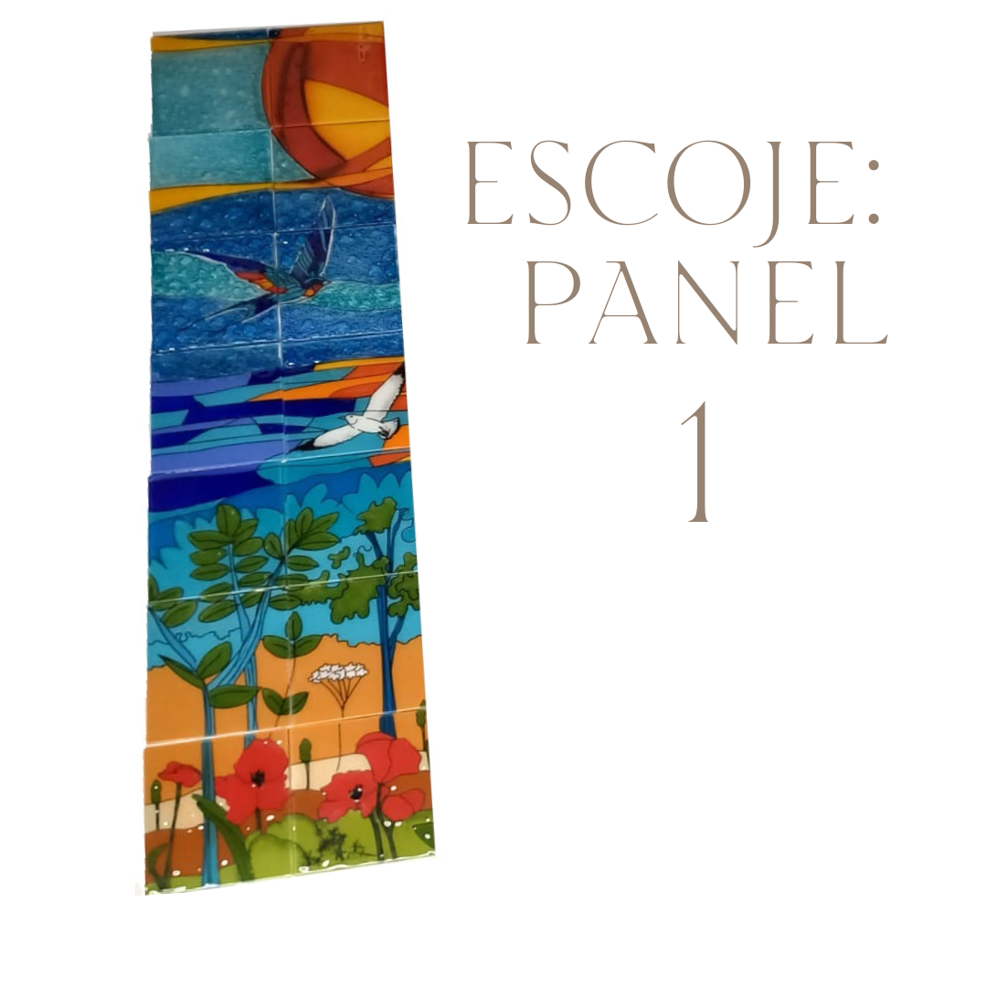 Panel flores pintado a mano
