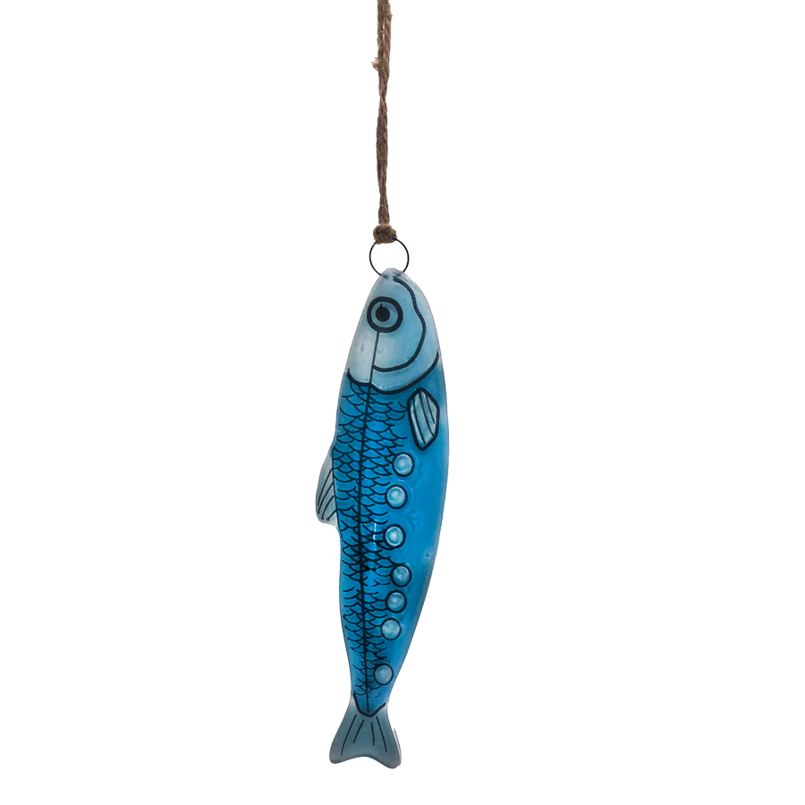 Sardina en cristal ecológico pintada a mano con detalles coloridos