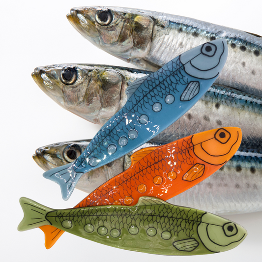 Sardinas de cristal pintadas a mano