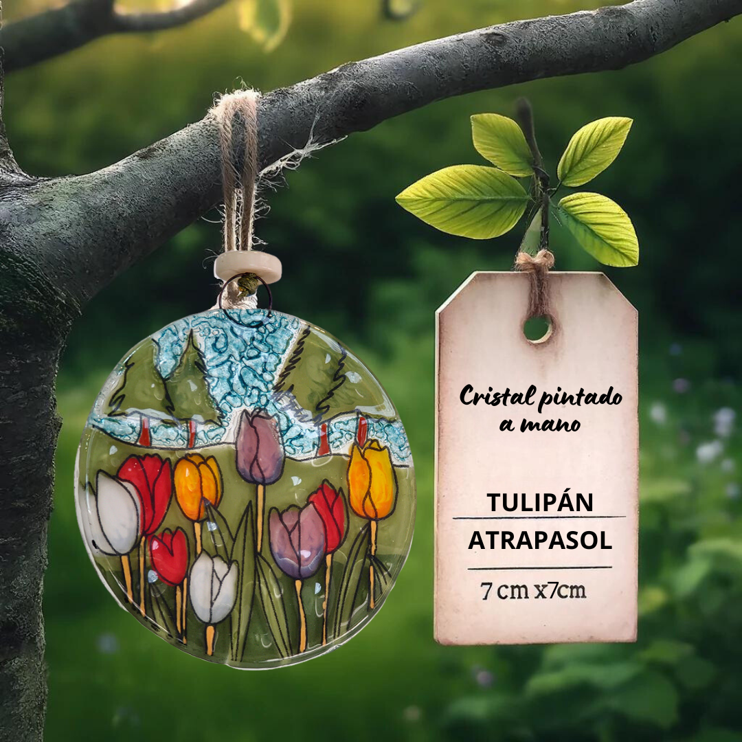 decoracion de virio sostenible tulipan