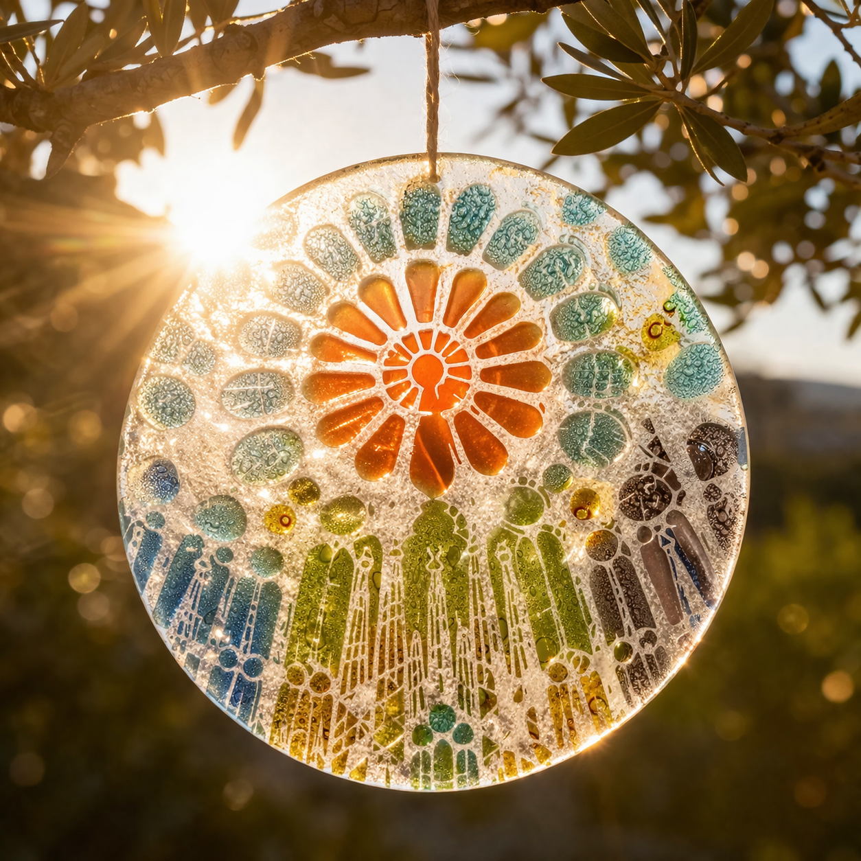 Colleción Gaudi 3 – Atrapasoles en Vidrio Pintado a Mano