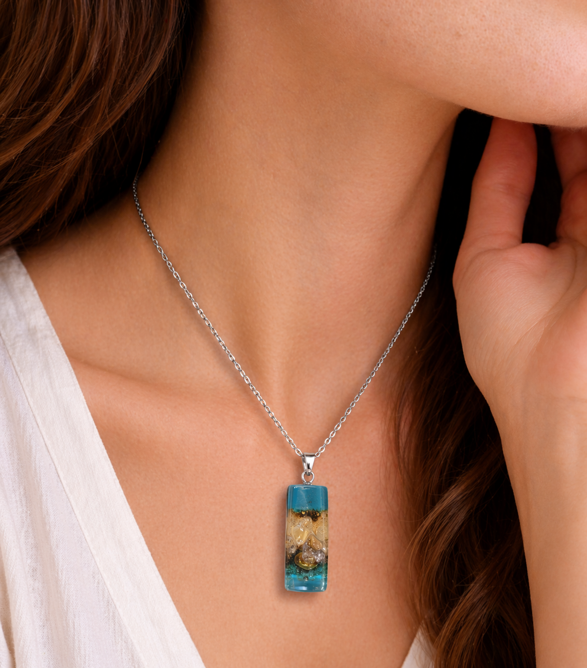 Pendientes de vidrio pintado a mano ámbar y dorado – diseño rectangular elegante para regalo