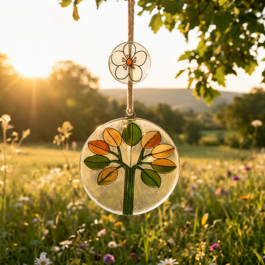 Atrapasol de vidrio árbol de la vida – decoración luminosa artesanal para ventana o regalo especial