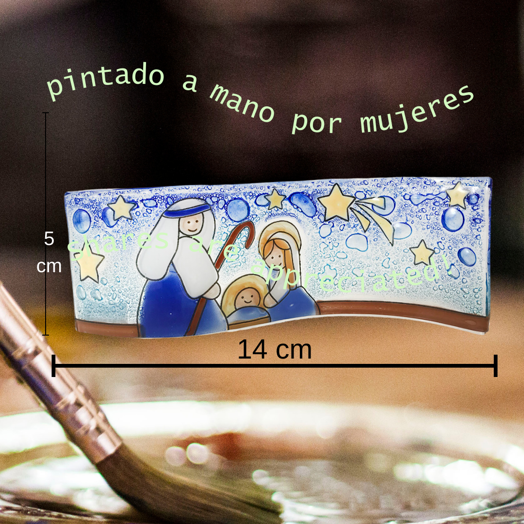 Adorno minimalista de navidad en cristal pintado a mano.