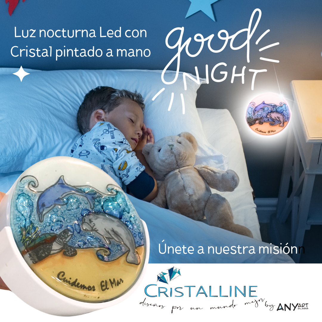 Luz nocturna LED cristal pintado