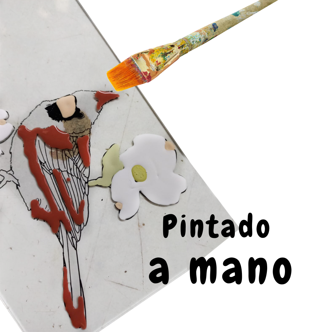 Pajarito de cristal con detalles pintados a mano