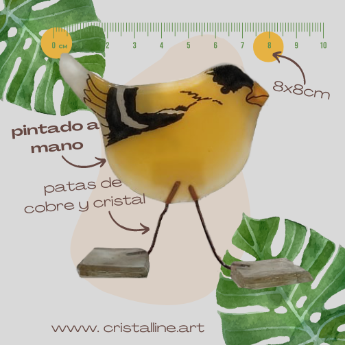 Pájaro cristal sostenible pintado a mano