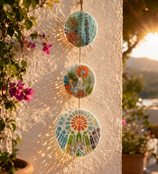 Colleción Gaudi 3 – Atrapasoles en Vidrio Pintado a Mano