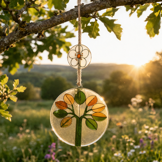 Atrapasol de vidrio árbol de la vida – decoración luminosa artesanal para ventana o regalo especial