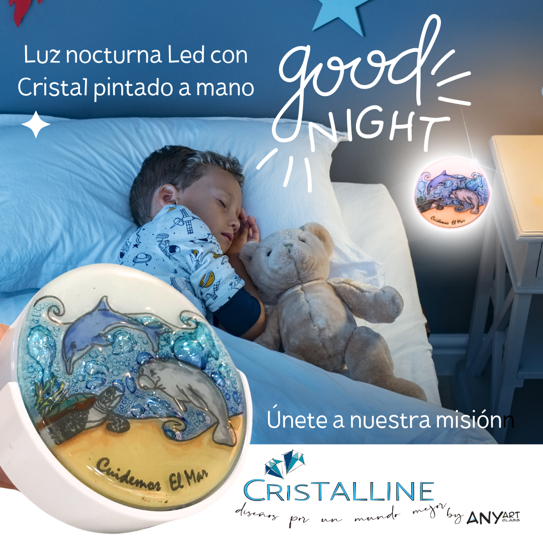 LED Nocturno con Cristal Pintado a Mano para iluminar suavemente tu hogar