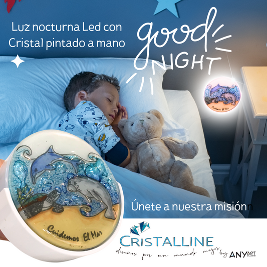 LED Nocturno con Cristal Pintado a Mano para iluminar suavemente tu hogar