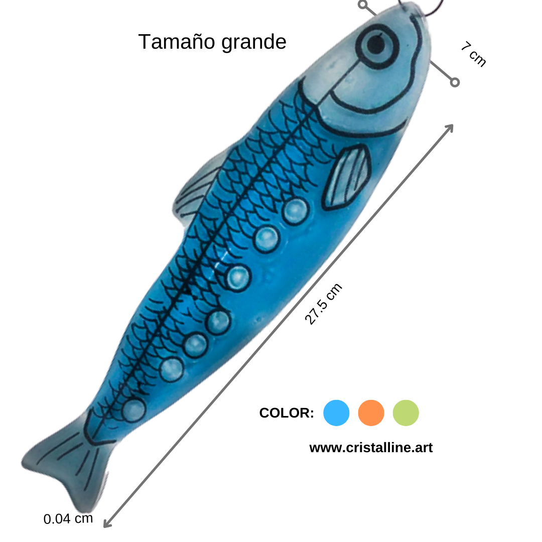 Medidas sardina azul de cristal.